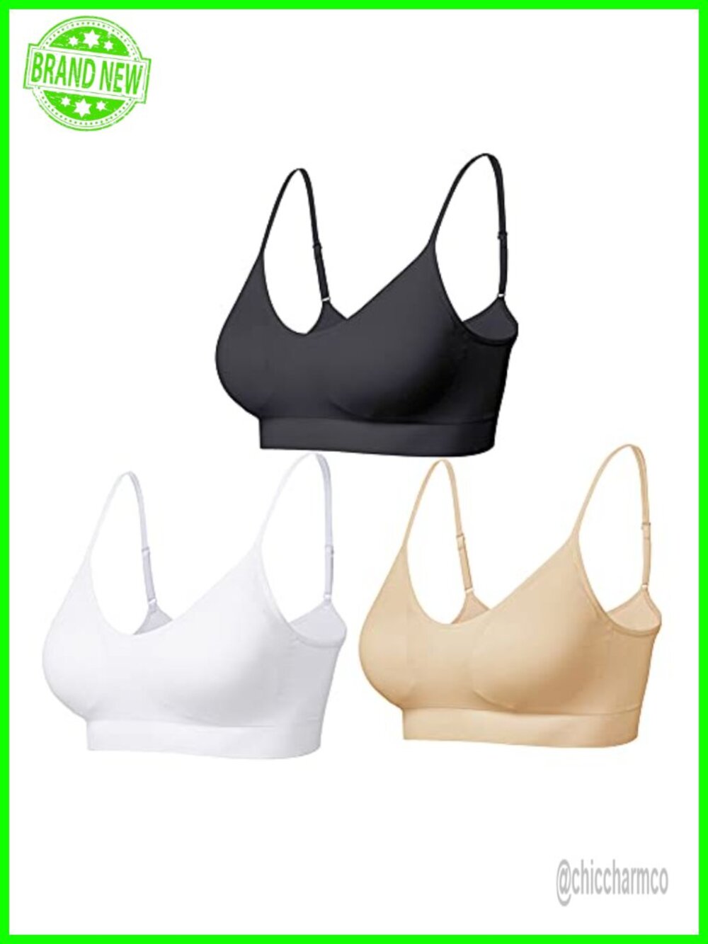 Seamless Padded Bralette Women Medium Support Adjustable Straps Yoga Sleep